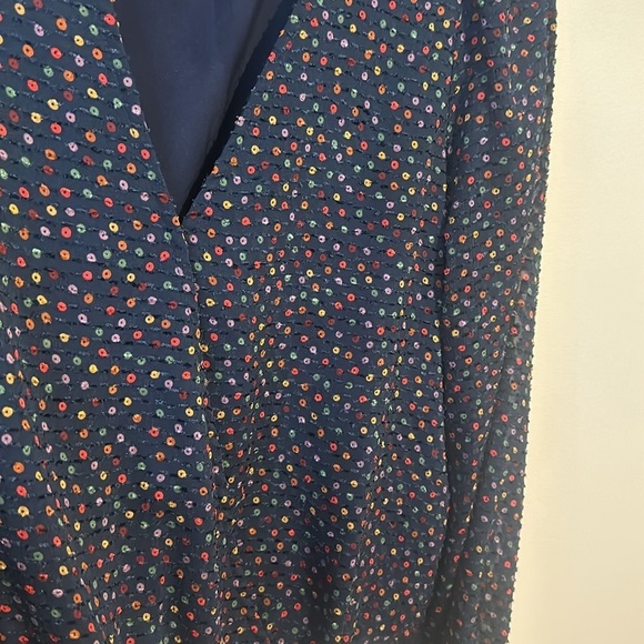 Madewell Blue Long Sleeve Wrap Blouse - Picture 5 of 6